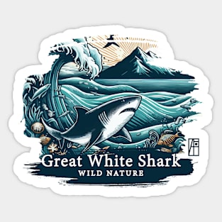 Great White Shark - WILD NATURE - GREAT WHITE SHARK -4 Sticker